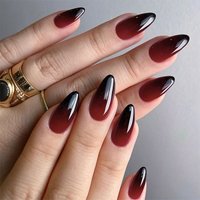 Halloween black and red gradient press on nails