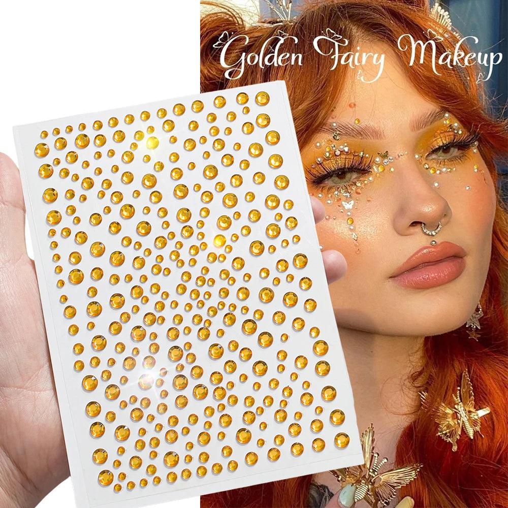 Halloween Pumpkin Face Gems – Orange Crystal Makeup Stickers
