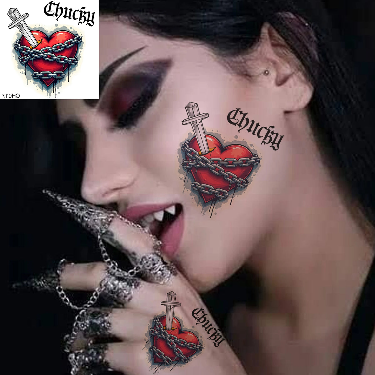 1 Sheet Halloween Temp Tattoos Spider Spiderweb Stitch Mouth Eye Sticker, Fake Tattoos – HSÈRA