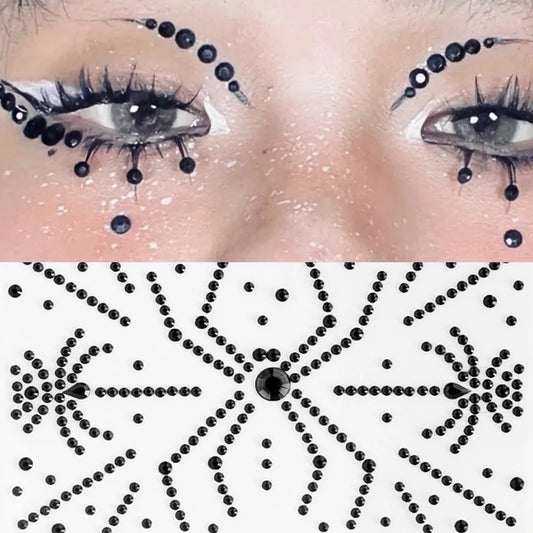 Halloween Face Diamond Gem Sticker 5D Red Purple Rhinestone Tattoo Eyeshadow Stickers Fo Festiv