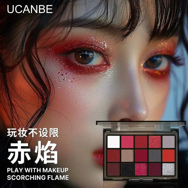 Halloween 15-Colour Red Flame Eyeshadow Palette