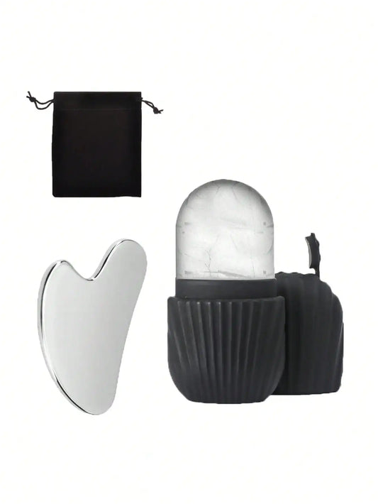 Facial Ice Roller & Gua Sha Set with Storage Bag